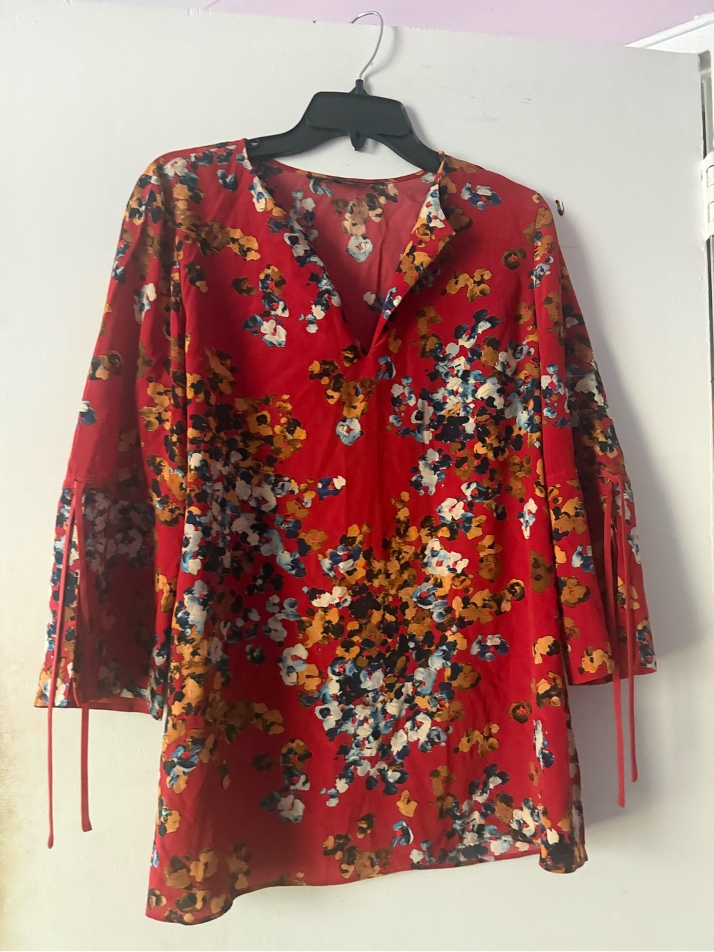 Lafayette 148 NY Plus Sella Red Floral Tunic Blouse